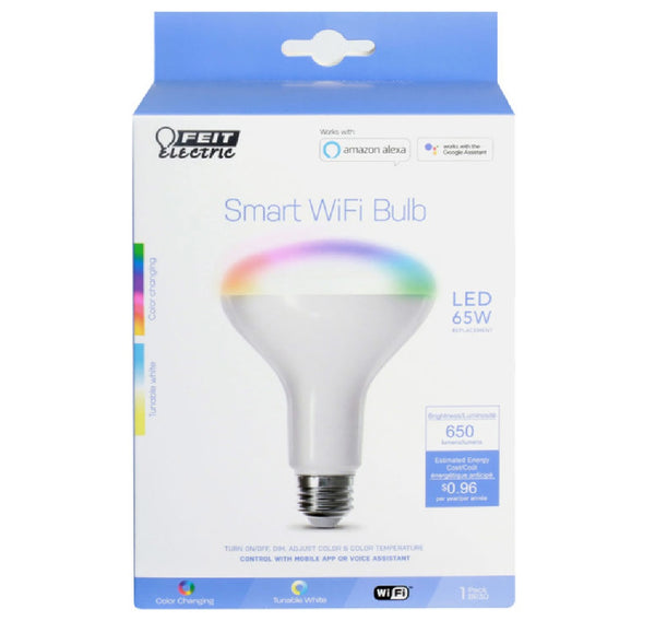 Feit Electric BR30/RGBW/CA/AG Smart WiFi Enhance LED Bulb, 8 W
