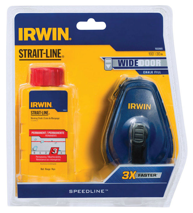 Irwin 1932885 Strait-Line Speedline Chalk Line & Reel Set, ABS Case, 100' Line