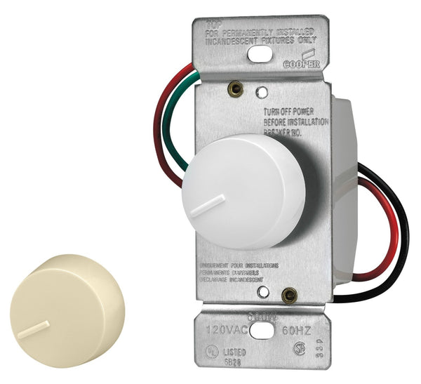 Cooper Wiring RI306P-VW-K2 Lighted Incandescent/Halogen Rotary Dimmer with Preset