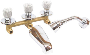 Us Hardware P-001N Three Valve Tub & Shower Faucet, 8" Chrome