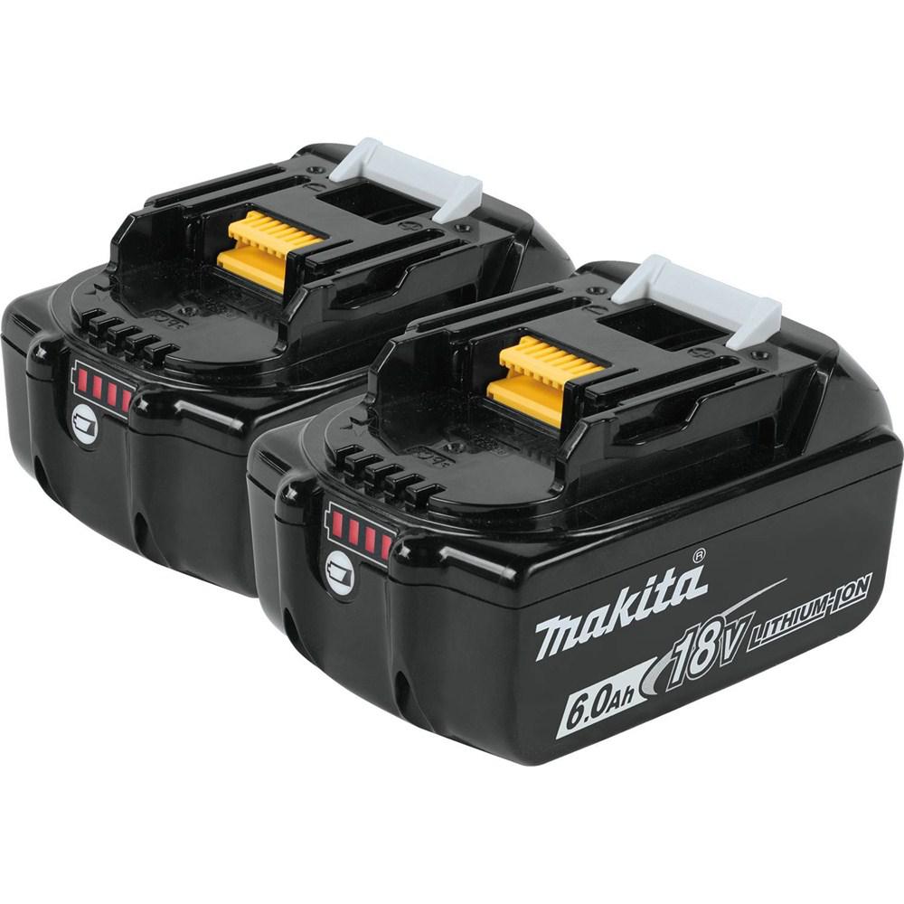 Makita BL1860B-2 LXT Lithium-Ion 6.0 Ah Battery, Pack of 2, 18V