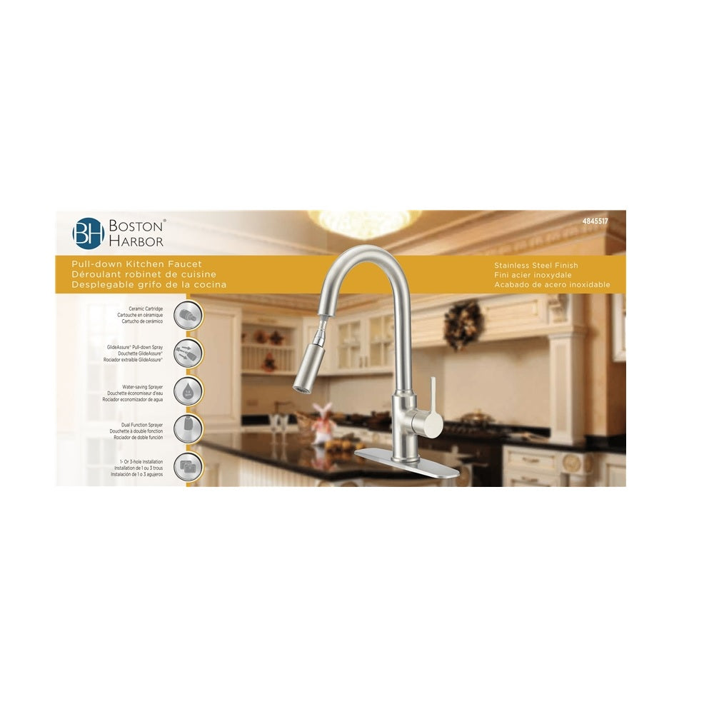 Boston Harbor FP4AF227NP Pull-Down Kitchen Faucet, Brushed Nickel