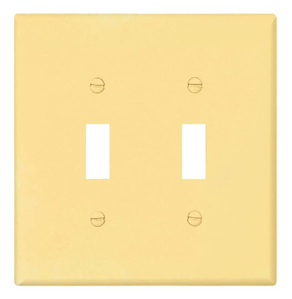 Cooper Wiring PJ2V Mid-Size Toggle Wall Plate, Ivory, 2 Gang