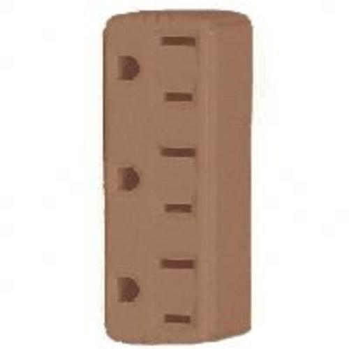 Cooper Wiring BP1147B Three Outlet Ground Adapter, 2 Wire, Brown