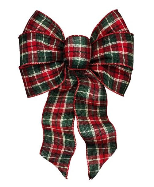 Holiday Trims 6126 Cheer Plaid Christmas Bow, Fabric, 7 Loops