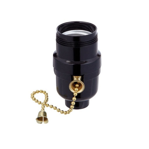 Jandorf 60534 Phenolic Socket With Pull Chain, Black, 250 Volt