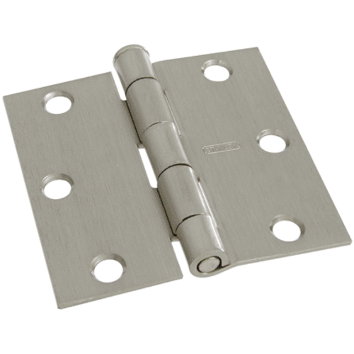 Stanley 807677 Door Hinges Square Corner Full Mortise, Satin Nickel, 3"