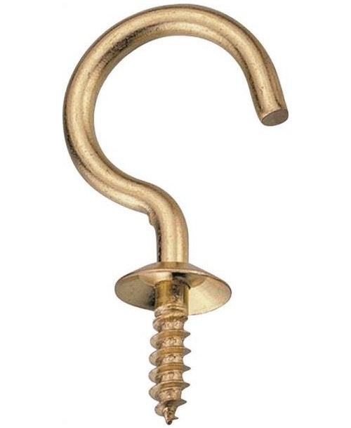 Prosource LR-390-PS Cup Hooks, 3/4", Solid Brass, 100/Pack