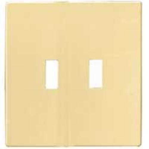 Cooper Wiring PJS2V 2-Gang Screwless Toggle Switch Mid Size Wall Plate, Ivory