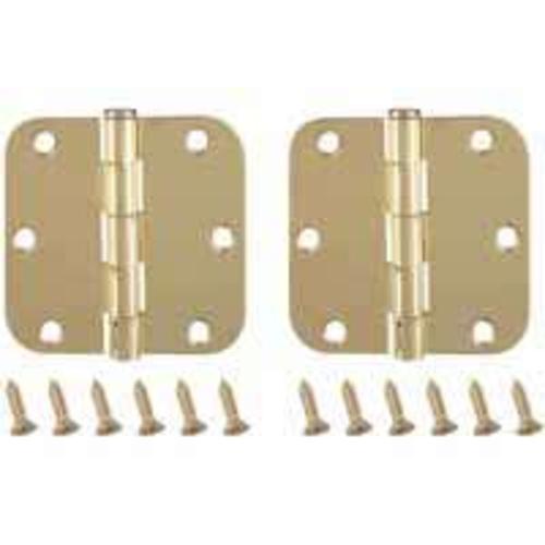 Mintcraft BH-102PB3L Radius Corner Door Hinge, 3.5" x 3.5", Polished Brass