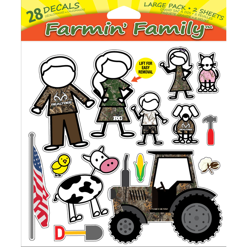 RealTree RT-FFAM-LG Universal Car Decals, Camouflage, 36 Pack