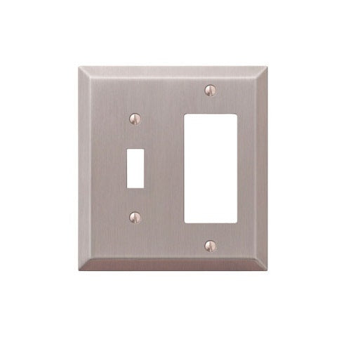 Amerelle 163TRBN 1 Toggle 1 Rocker-GFCI Wall Plate, Brushed Nickel