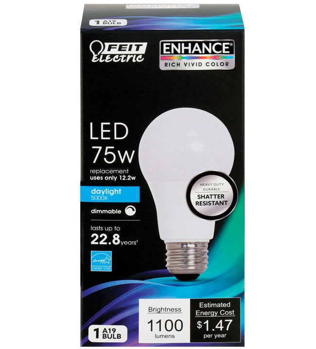 Feit Electric OM75DM/950CA Dimmable A-Line LED Light Bulb, 12.2 Watts, 120 Volts