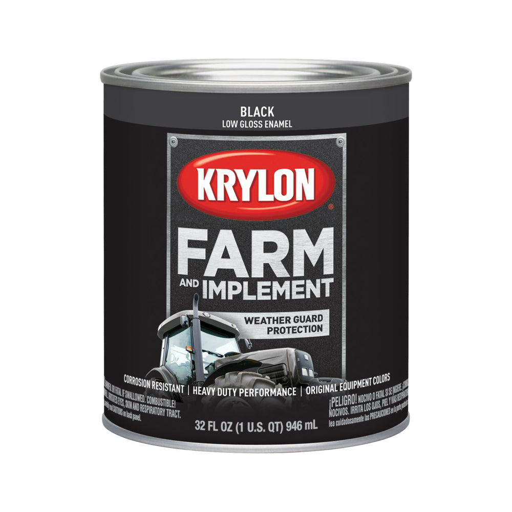 Krylon K020220 Farm & Implement Paint, Low Gloss Black, 32 Oz
