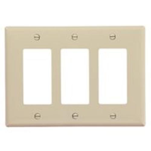 Cooper Wiring PJ263V Polycarbonate 3-Gang Decorator GFCI Wallplate, Ivory