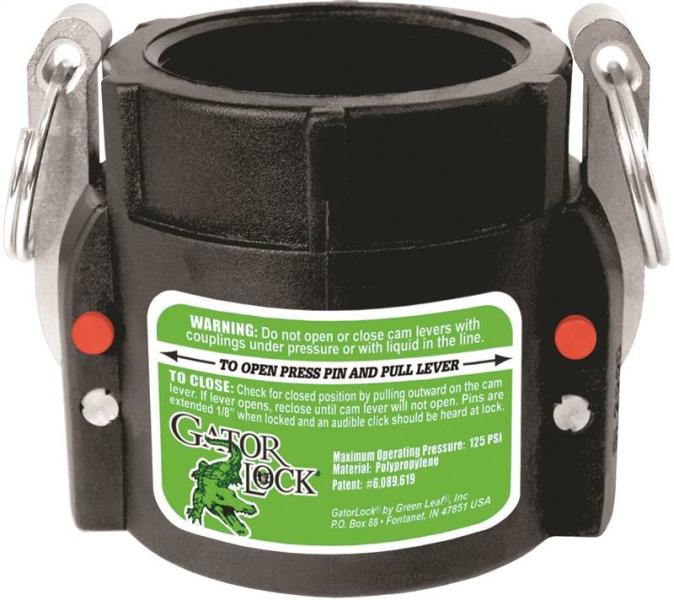 Green Leaf GLP 200 D Female Cam Lever Locking Hose Coupling, Polypropylene, 2"