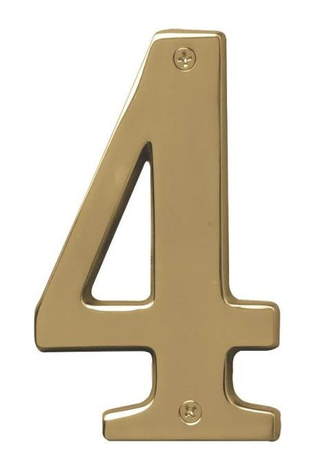 Hy-Ko BR-51PB/4 Polished Brass Number 4, 5"