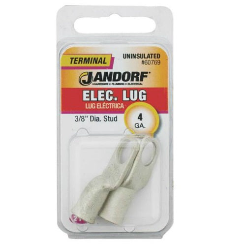 Jandorf 60769 Uninsulated Electrical Terminal Lug, 4 Gauge AWG, 3/8"
