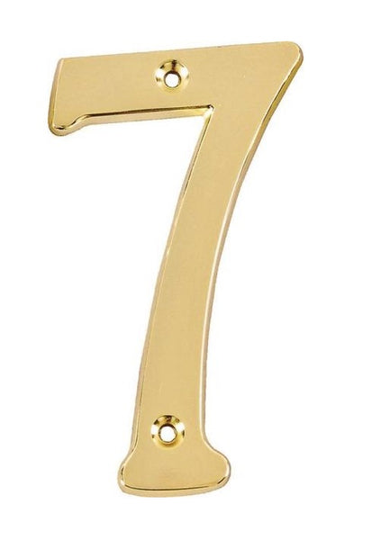Prosource  N-Z047PB3L-PS House Numbers #7 With Screws, 4", Satin Brass Coating