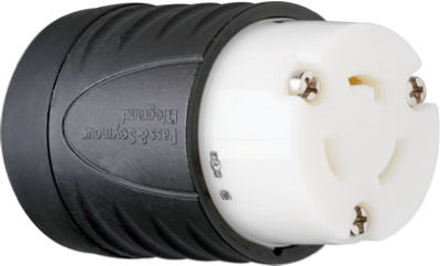 Pass & Seymour Turnlok Connector, 20A, 250V, Black & White