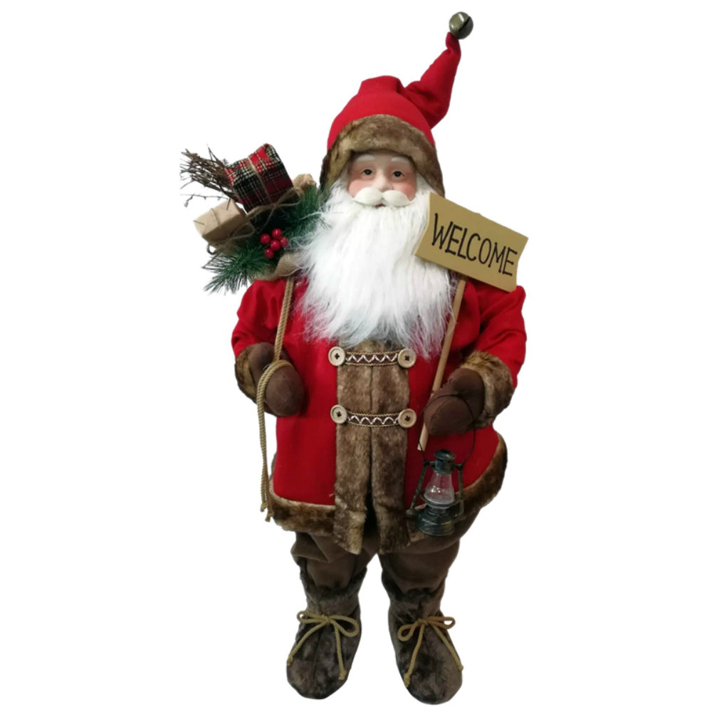 Santas Forest 22436 Santa with Welcome Sign Christmas Figurine, 36 in
