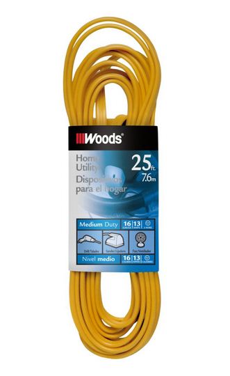 Coleman Cable 0831 Indoor Flat Vinyl Extension Cord, 16/3x25&#039;