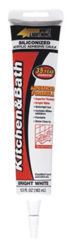 White Lightning 50512 Kitchen & Bath Adhesive Caulk, White, 5.5 Oz
