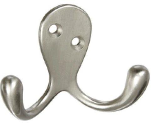 Stanley Hardware S806-547 Double Prong Robe Hook, Satin Nickel, 3"