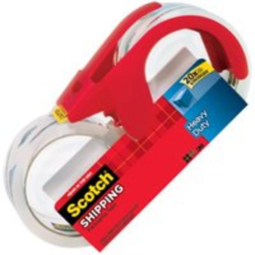 Scotch 3850S-2-1RD Heavy Duty Shipping Packaging Tape w/Dispenser, 1.88"x38.2 Yd