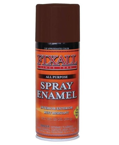 Fixall F1320 Enamel Spray Paint, Liquid, Characteristic, 12 Oz, Aerosol, Spice Brown