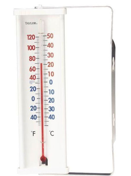 Taylor 5316 Window Thermometer With Bracket, 8", White