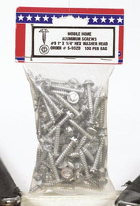 Us Hardware S-932D Aluminum Screws 9-1"X1/4" - Pkg/100