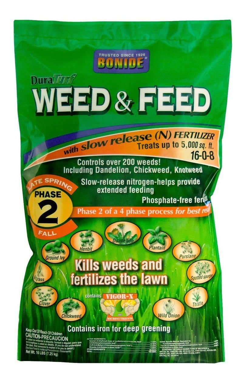 Bonide 60422  Weed & Feed With Fertilizer,  5000 Sq Ft, 16-0-8