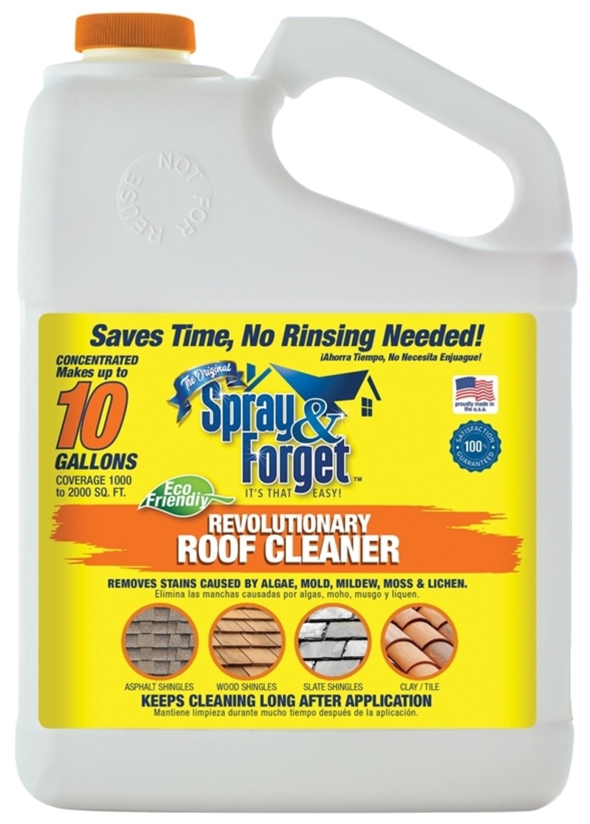 Spray & Forget SFRCG01 Concentrated Roof & Exterior Surface Cleaner, 1 Gallon