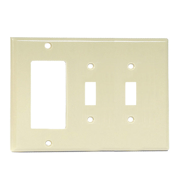 Cooper Wiring PJ226A Q-16 Mid-Size 3-G 2 Toggle &Decora  Wallplates, Almond Finish