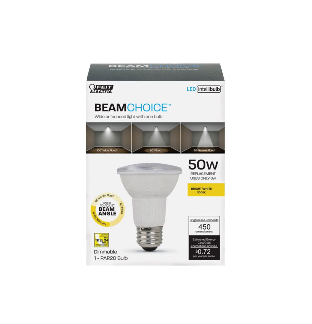 Feit Electric PAR20/ADJ/930CA Intellibulb BeamChoice LED Light Bulb, 6 W