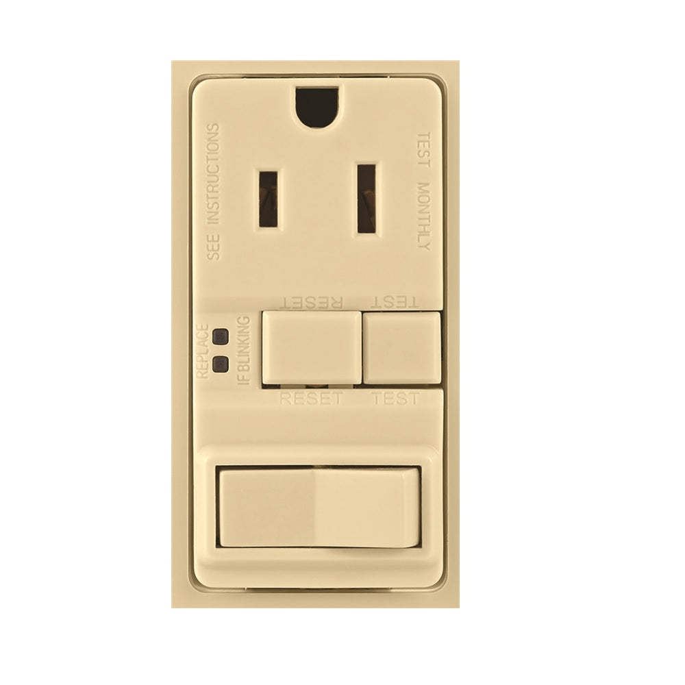 Arrow Hart TRSGFS15V-M-L Switch/GFCI Receptacle, 125 Volt, 1800 Watt