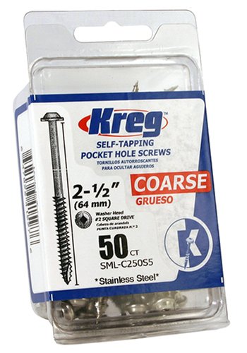 Kreg SML-C250S5-50 Stainless Steel Pocket Hole Screw, Coarse, 2-1/2", 50-Count