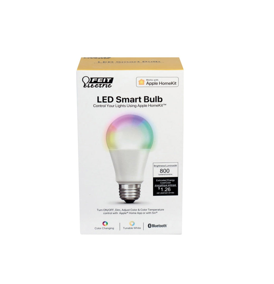Feit Electric OM60/RGBW/HK Dimmable A19 LED Smart Bulb, 10.5 W