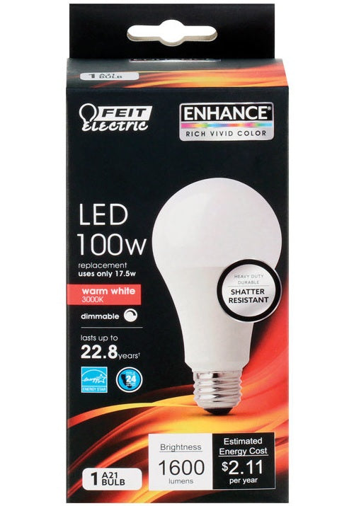 Feit Electric OM75DM/930CA A-Line LED Bulb, 11 Watts, 120 Volts
