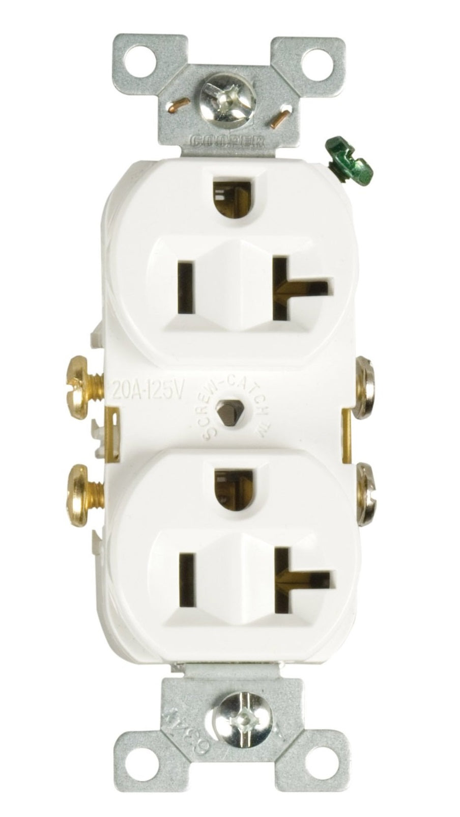 Cooper Wiring CR20W-SP Commercial Grade Straight Blade Duplex Receptacle, White