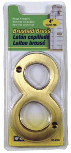 Hy-Ko BR-43BB/8 Brushed Brass Number 8, 4"