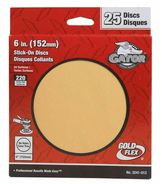 Gator 3241-012 Stick-On Sanding Disc, 6", 220 Grit