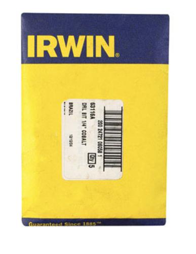 Irwin 63116 Split Point Cobalt High Speed Steel Drill Bit 1/4"