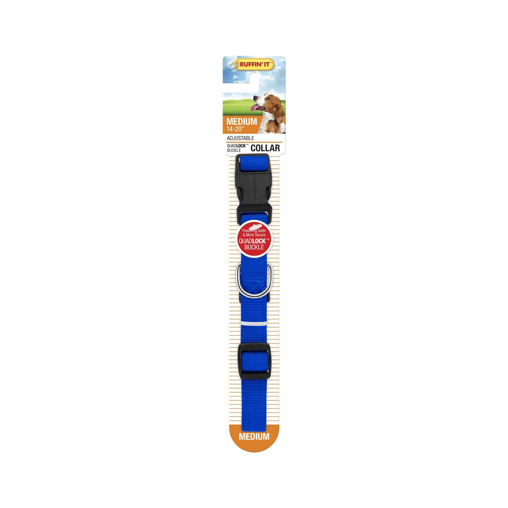 Westminster Pet 7N31042 Ruffin' It Adjustable Dog Collar, Nylon, Blue, 14 - 20"