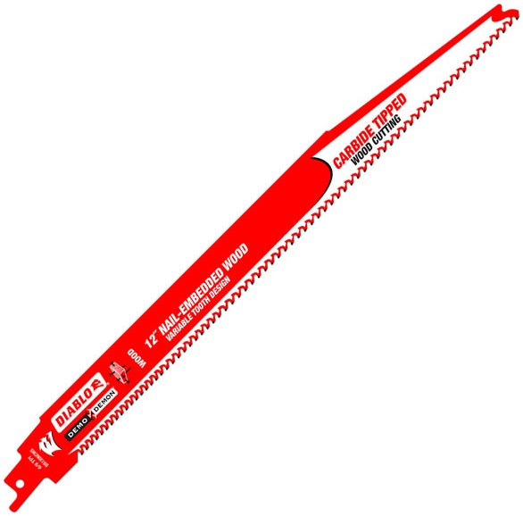 Diablo DS1206CWS3 Carbide Wood Cutting Reciprocating Blade, 12"