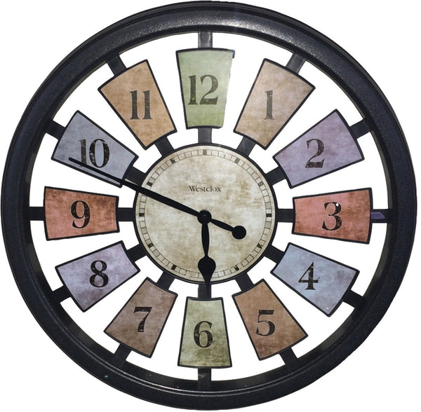 Westclox 36014 Round Colored Panels Wall Clock, 18"
