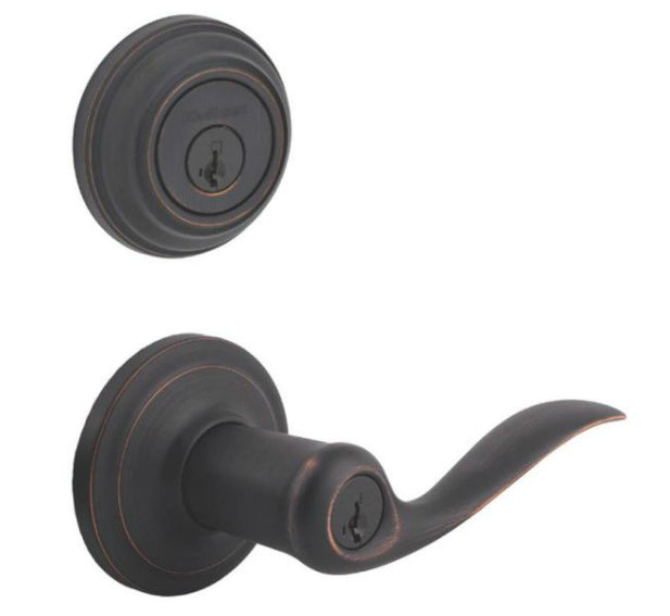 Kwikset 991TNL 11P SMT Tustin Single Cylinder Entry Lever Deadbolt Combo, Venetian Bronze