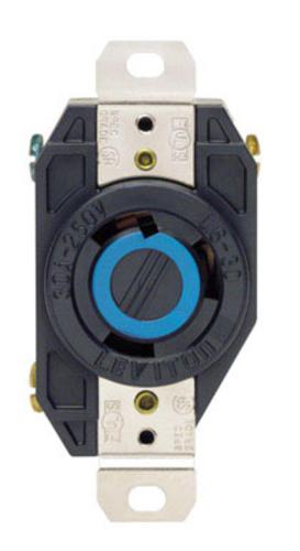 Leviton 02620-00D Single Locking Receptacle, 250 Volt, 30 Amp, Black