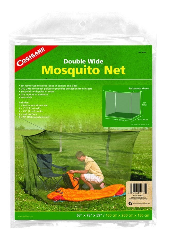Coghlan's 9765 Double-Wide 240-Mesh Mosquito Net, Olive Green, 63"x78"x59"